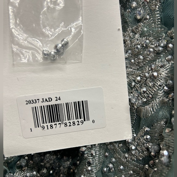 Mac Duggal 20337 NWT EMBELLISHED BOW BELT ILLUSION LONG SLEEVE A LINE DRESS - Picture 9 of 10